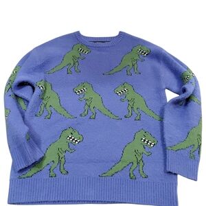 "Forever 21" Unisex, Sz.M, Popular Purple Sweater with Green Dinosaur Design...